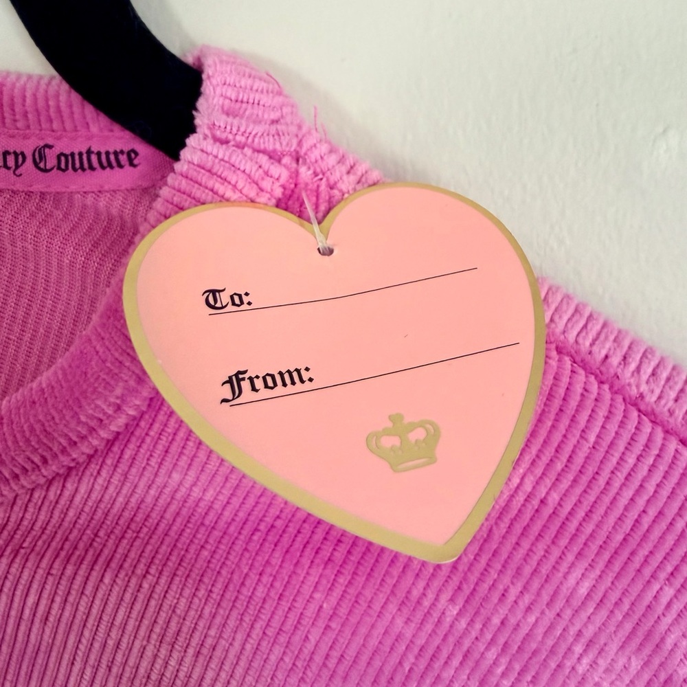 Juicy Couture Pink Rhinestone Crown Top Y2K Baby Tee XL Bratz Barbiecore - Picture 5 of 6